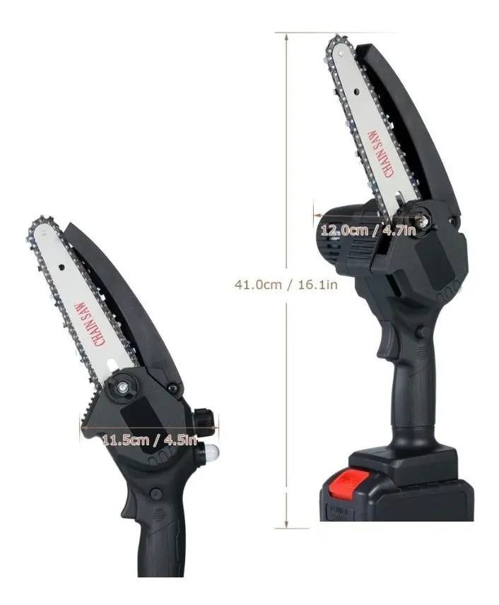 Mini sierra portátil recargable de 10 cm - 400 W - 24 V.