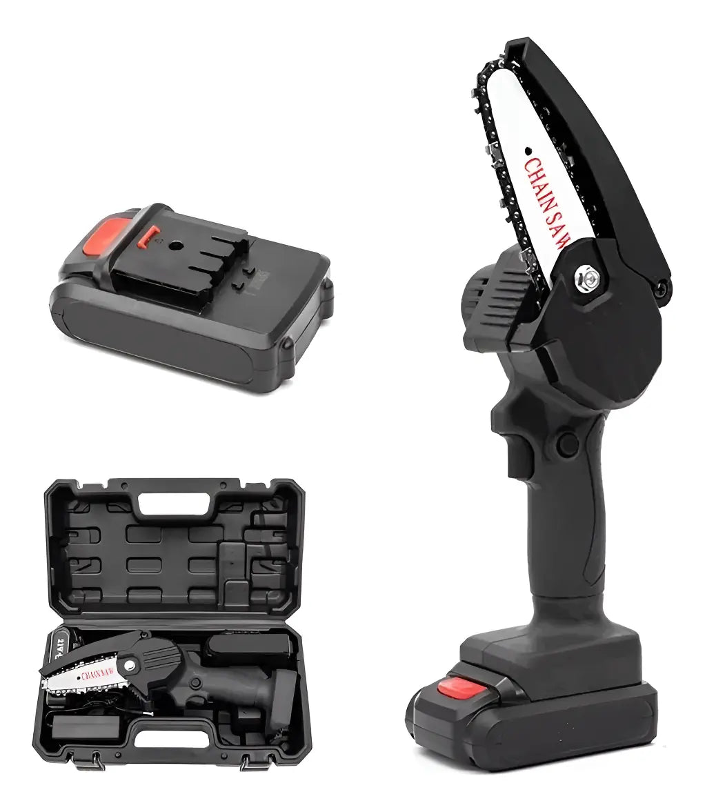 Mini sierra portátil recargable de 10 cm - 400 W - 24 V.