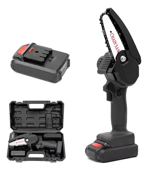 Mini sierra portátil recargable de 10 cm - 400 W - 24 V.