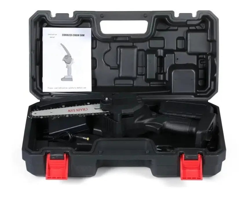 Mini sierra portátil recargable de 10 cm - 400 W - 24 V.